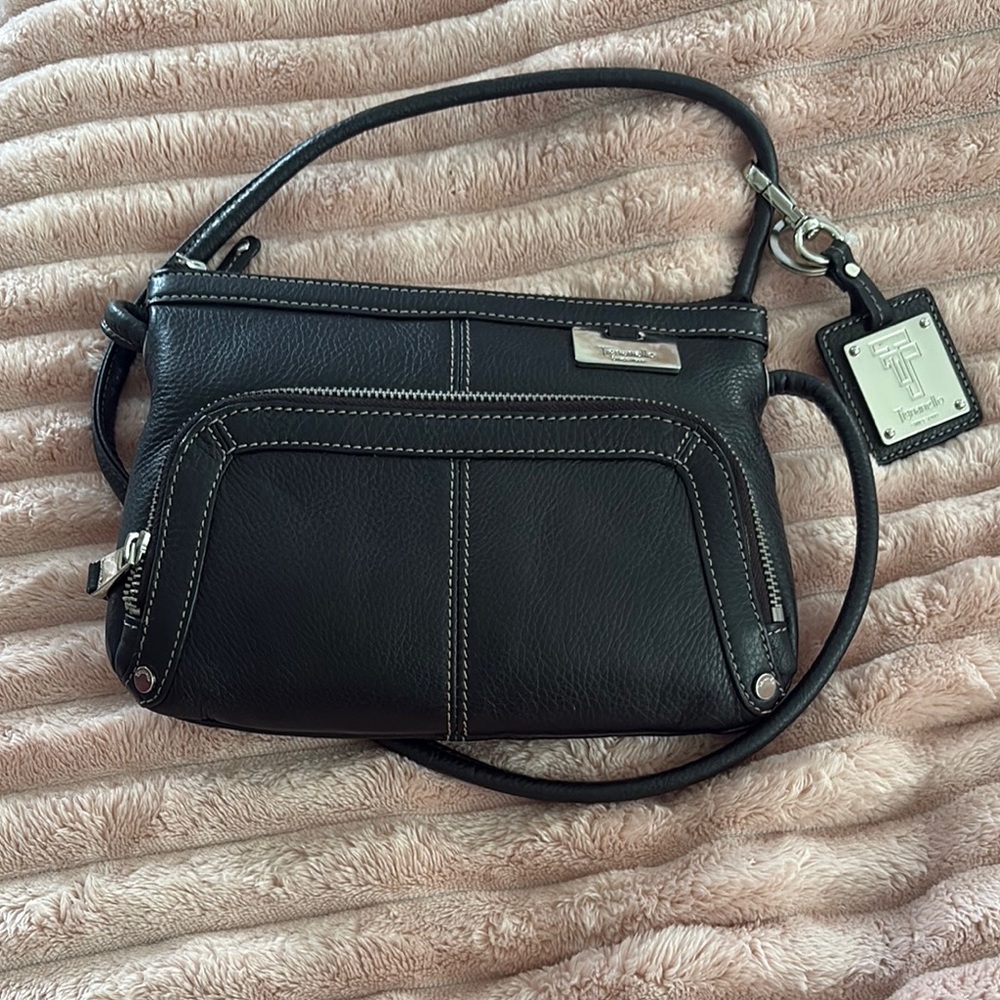 Black Leather Crossbody Tignanello Bag